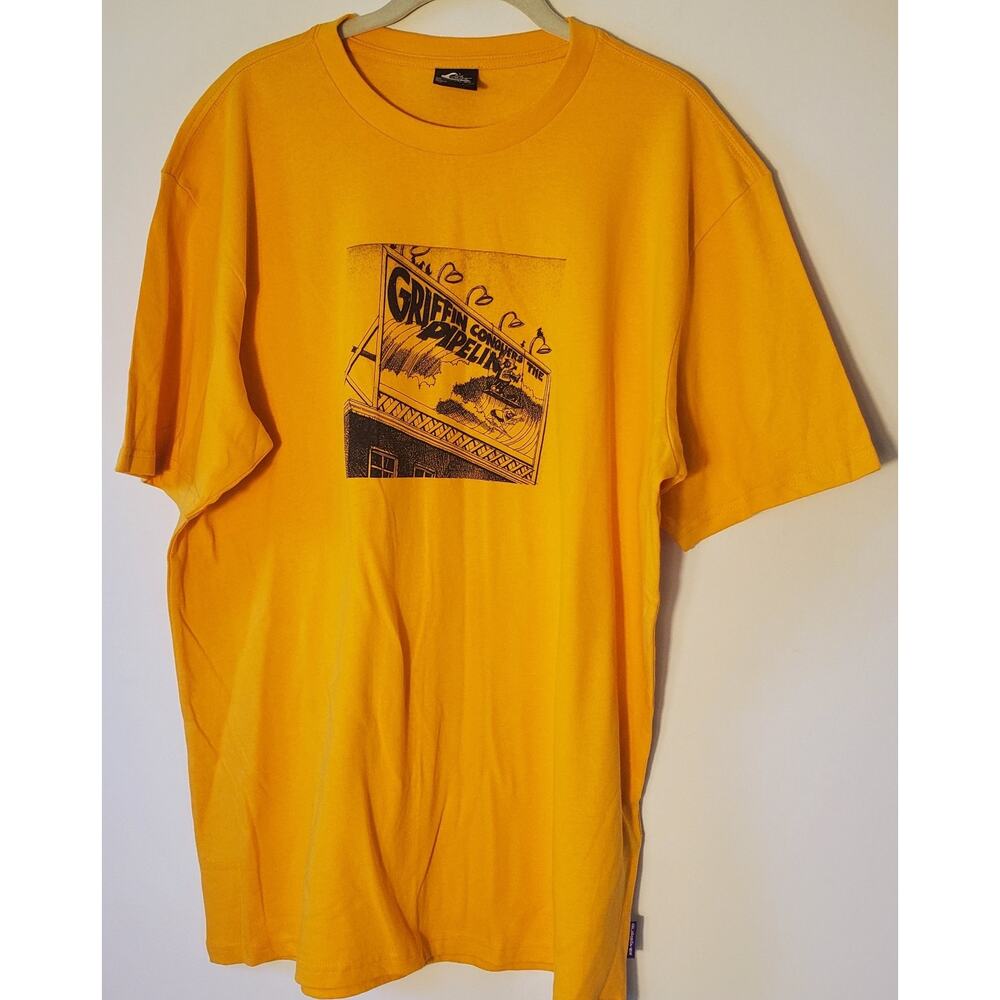 Rick Griffin Conquers Pipeline Quiksilver T Shirt Mens L Large Yellow Black